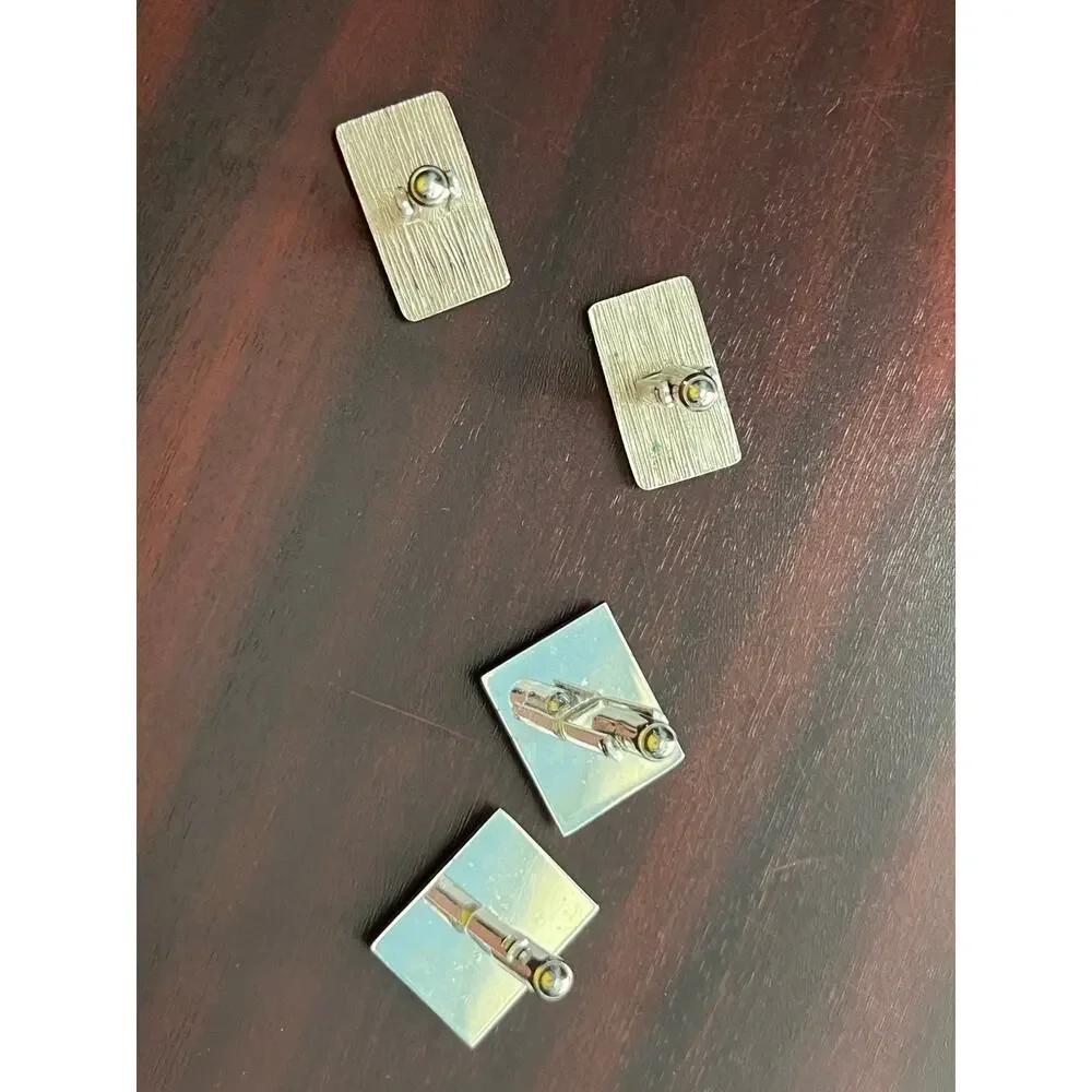 VTG Silver Tone Cufflinks Two Sets Blue Rhinestone Set